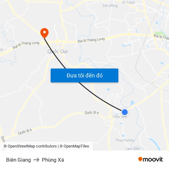 Biên Giang to Phùng Xá map