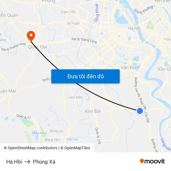 Hà Hồi to Phùng Xá map