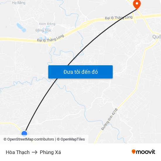 Hòa Thạch to Phùng Xá map