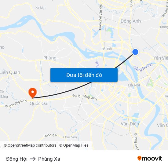 Đông Hội to Phùng Xá map