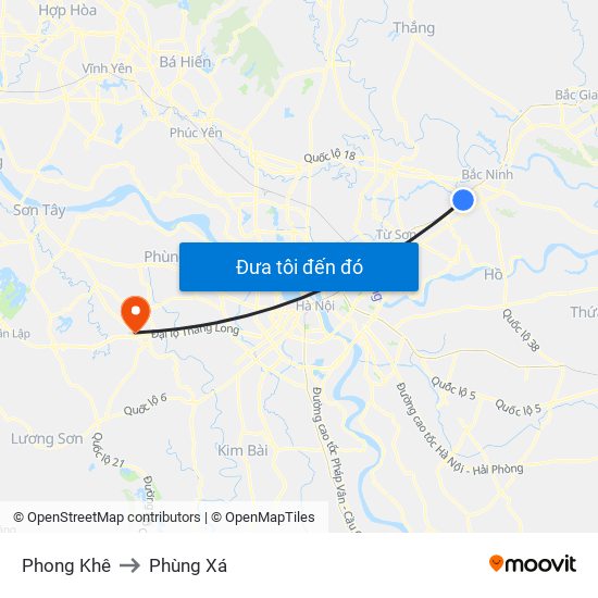 Phong Khê to Phùng Xá map