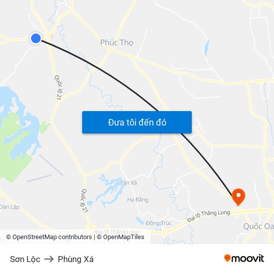 Sơn Lộc to Phùng Xá map