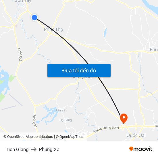 Tích Giang to Phùng Xá map