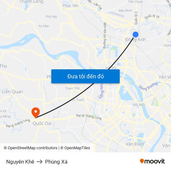 Nguyên Khê to Phùng Xá map