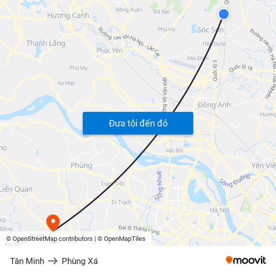 Tân Minh to Phùng Xá map