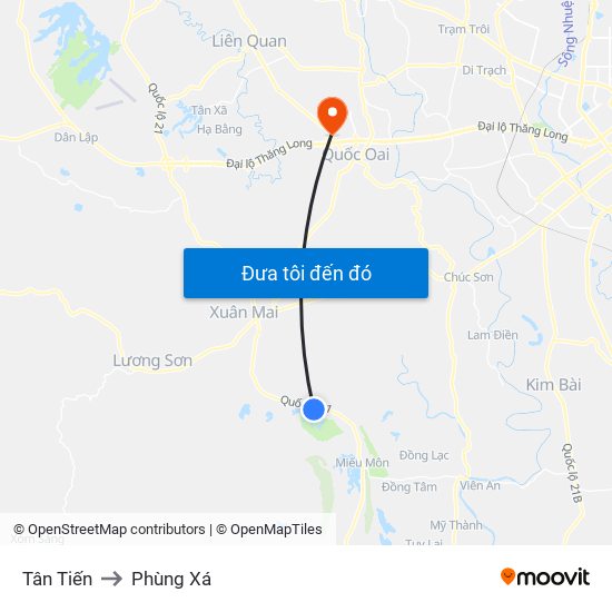 Tân Tiến to Phùng Xá map