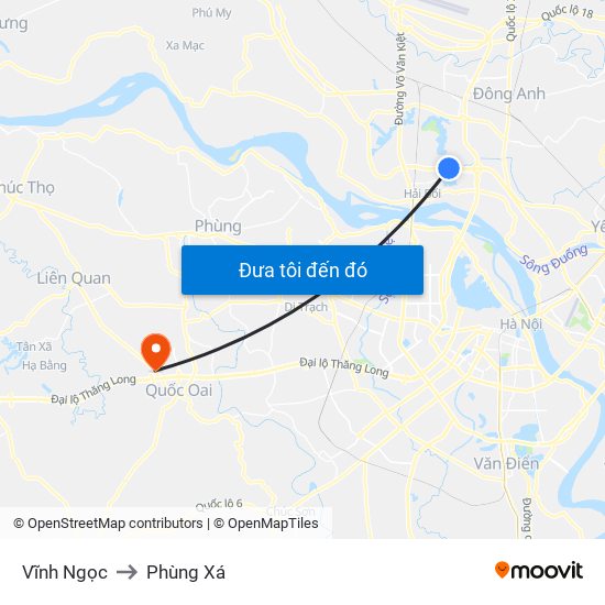 Vĩnh Ngọc to Phùng Xá map