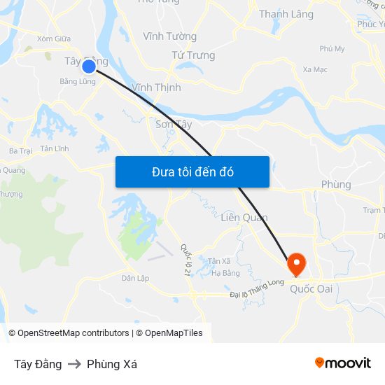 Tây Đằng to Phùng Xá map