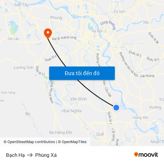 Bạch Hạ to Phùng Xá map