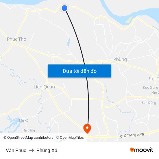 Vân Phúc to Phùng Xá map