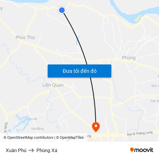 Xuân Phú to Phùng Xá map