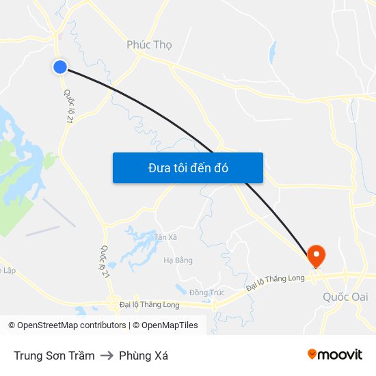 Trung Sơn Trầm to Phùng Xá map