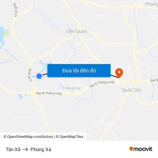 Tân Xã to Phùng Xá map