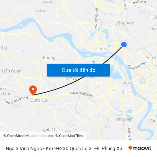 Ngã 3 Vĩnh Ngọc - Km 9+230 Quốc Lộ 3 to Phùng Xá map