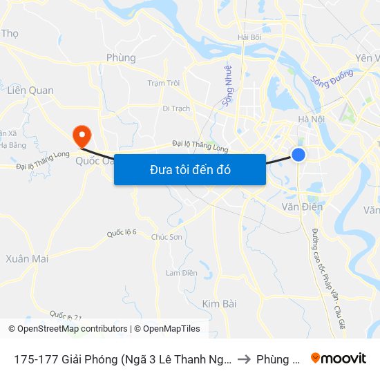 175-177 Giải Phóng (Ngã 3 Lê Thanh Nghị) to Phùng Xá map