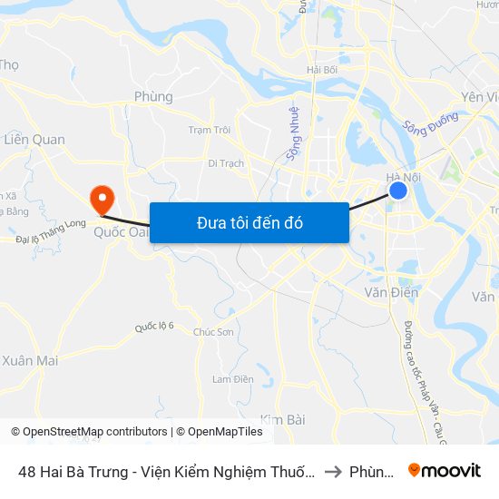 48 Hai Bà Trưng - Viện Kiểm Nghiệm Thuốc Trung Ương to Phùng Xá map