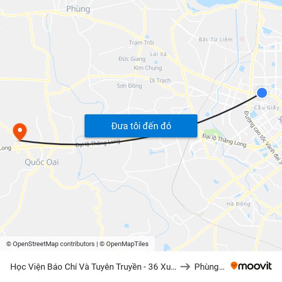 Học Viện Báo Chí Và Tuyên Truyền - 36 Xuân Thủy to Phùng Xá map