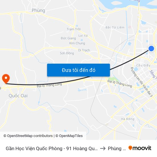 Gần Học Viện Quốc Phòng - 91 Hoàng Quốc Việt to Phùng Xá map