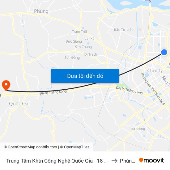 Trung Tâm Khtn Công Nghệ Quốc Gia - 18 Hoàng Quốc Việt to Phùng Xá map