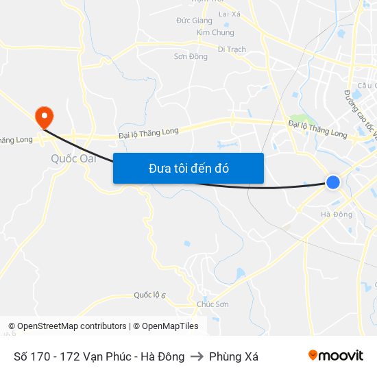 Số 170 - 172 Vạn Phúc - Hà Đông to Phùng Xá map