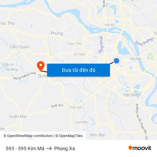 593 - 595 Kim Mã to Phùng Xá map