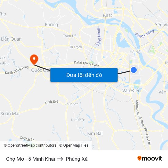 Chợ Mơ - 5 Minh Khai to Phùng Xá map