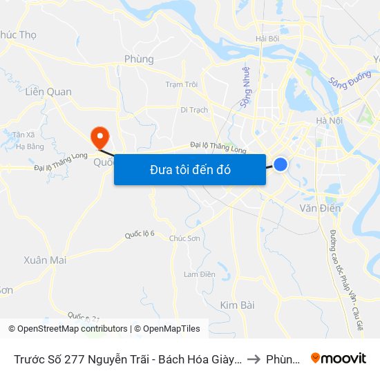 Trước Số 277 Nguyễn Trãi - Bách Hóa Giày Thượng Đình to Phùng Xá map