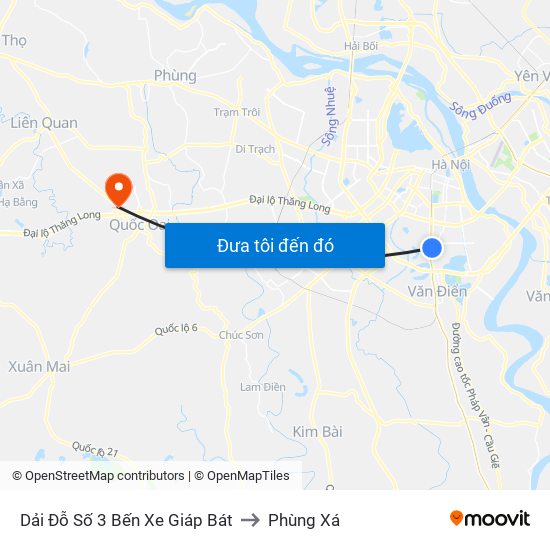 Dải Đỗ Số 3 Bến Xe Giáp Bát to Phùng Xá map