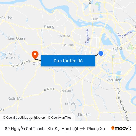 89 Nguyễn Chí Thanh - Ktx Đại Học Luật to Phùng Xá map