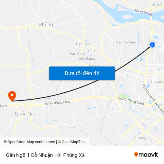 Gần Ngõ 1 Đỗ Nhuận to Phùng Xá map