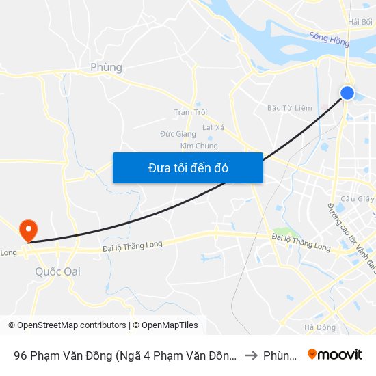 96 Phạm Văn Đồng (Ngã 4 Phạm Văn Đồng - Xuân Đỉnh) to Phùng Xá map