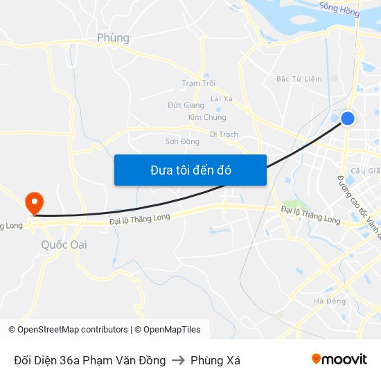 Đối Diện 36a Phạm Văn Đồng to Phùng Xá map