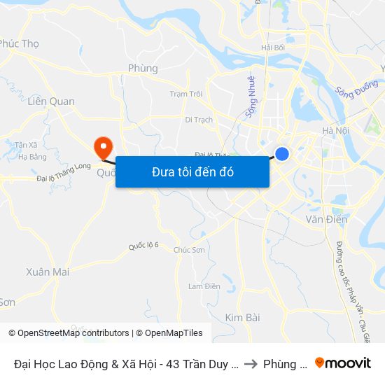 Đại Học Lao Động & Xã Hội - 43 Trần Duy Hưng to Phùng Xá map