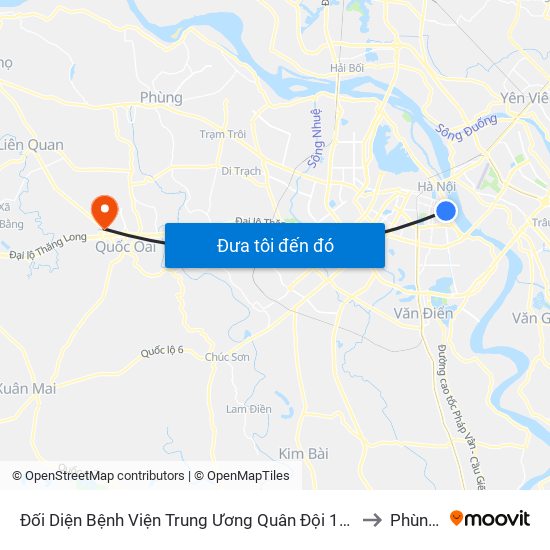 Đối Diện Bệnh Viện Trung Ương Quân Đội 108 - Trần Hưng Đạo to Phùng Xá map