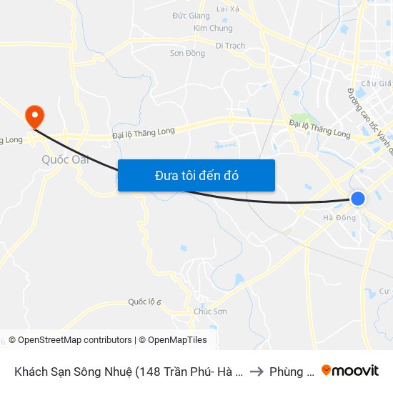 Khách Sạn Sông Nhuệ (148 Trần Phú- Hà Đông) to Phùng Xá map