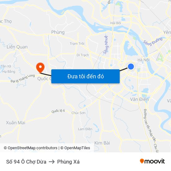 Số 94 Ô Chợ Dừa to Phùng Xá map