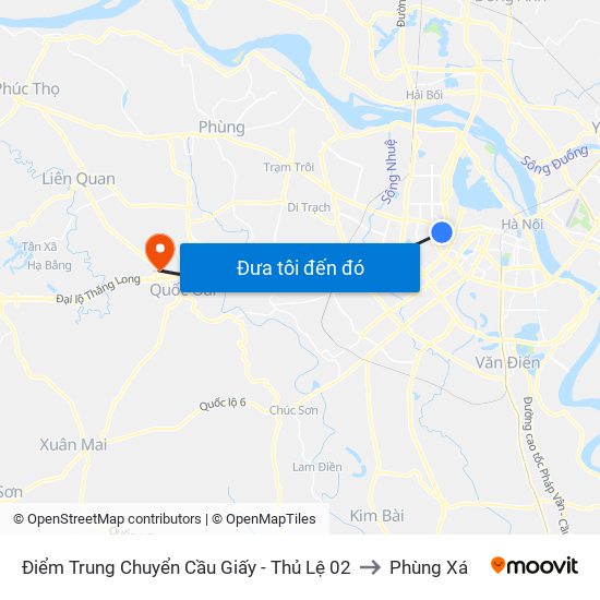 Điểm Trung Chuyển Cầu Giấy - Thủ Lệ 02 to Phùng Xá map