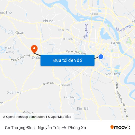 Ga Thượng Đình - Nguyễn Trãi to Phùng Xá map