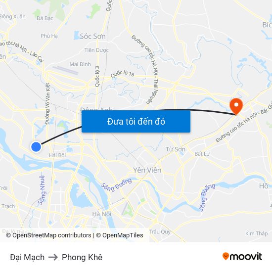 Đại Mạch to Phong Khê map