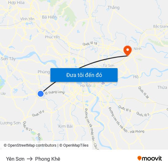 Yên Sơn to Phong Khê map