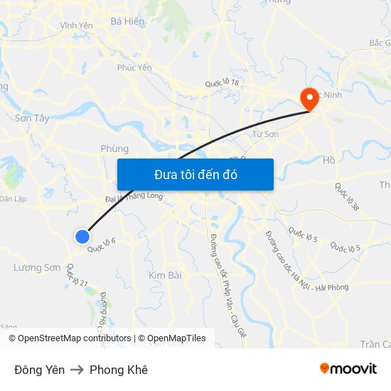 Đông Yên to Phong Khê map