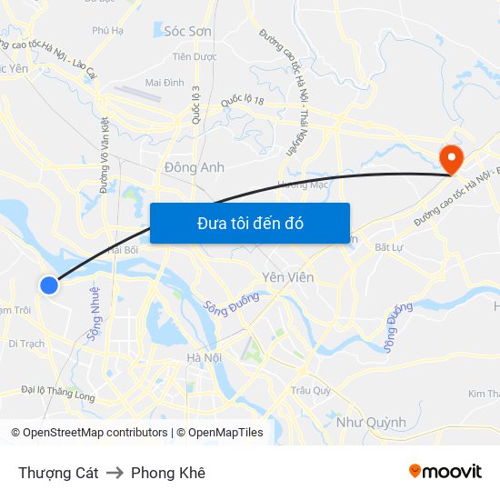 Thượng Cát to Phong Khê map