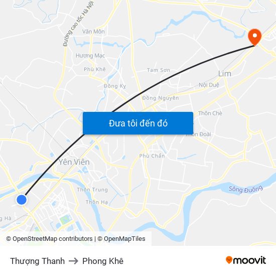 Thượng Thanh to Phong Khê map