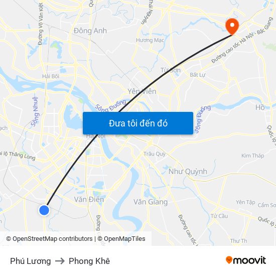 Phú Lương to Phong Khê map