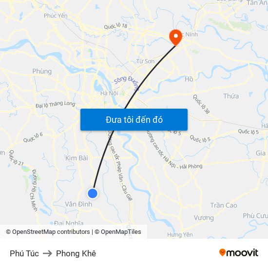 Phú Túc to Phong Khê map