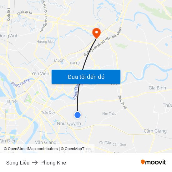 Song Liễu to Phong Khê map