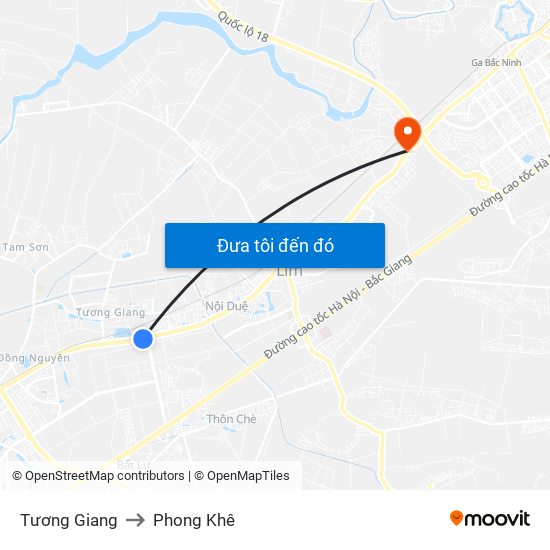 Tương Giang to Phong Khê map
