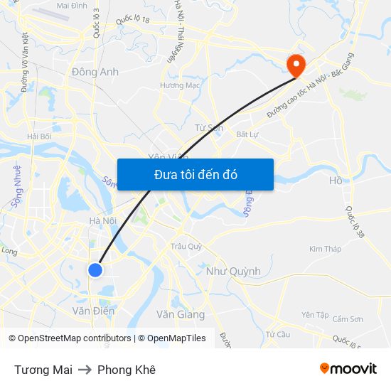 Tương Mai to Phong Khê map