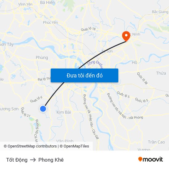 Tốt Động to Phong Khê map