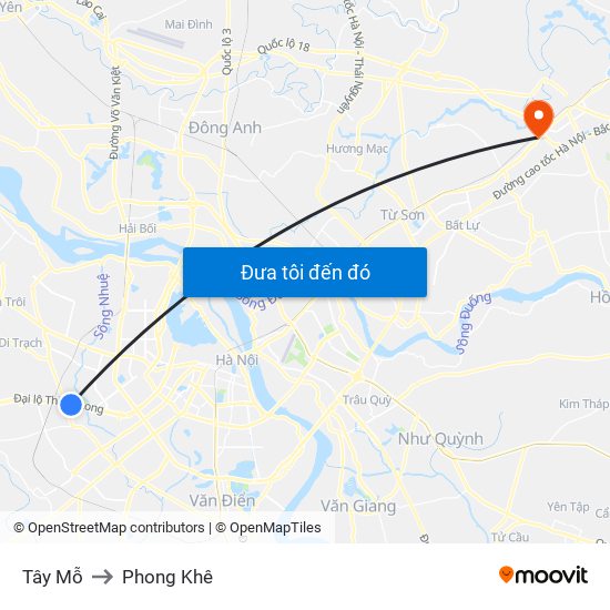 Tây Mỗ to Phong Khê map